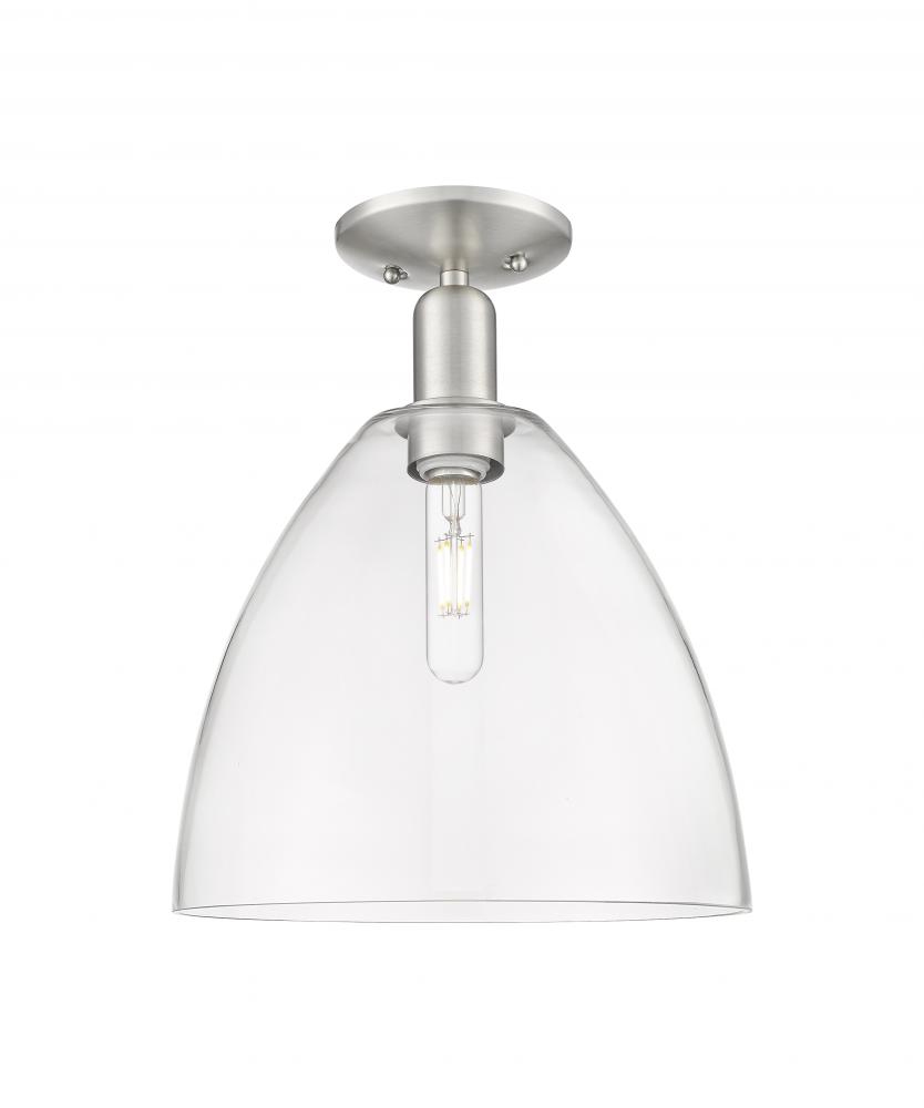 Bristol - 1 Light - 12 inch - Brushed Satin Nickel - Semi-Flush Mount