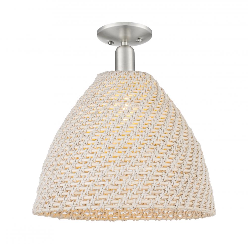 Bristol Natural - 1 Light - 6 inch - Brushed Satin Nickel - Semi-Flush Mount