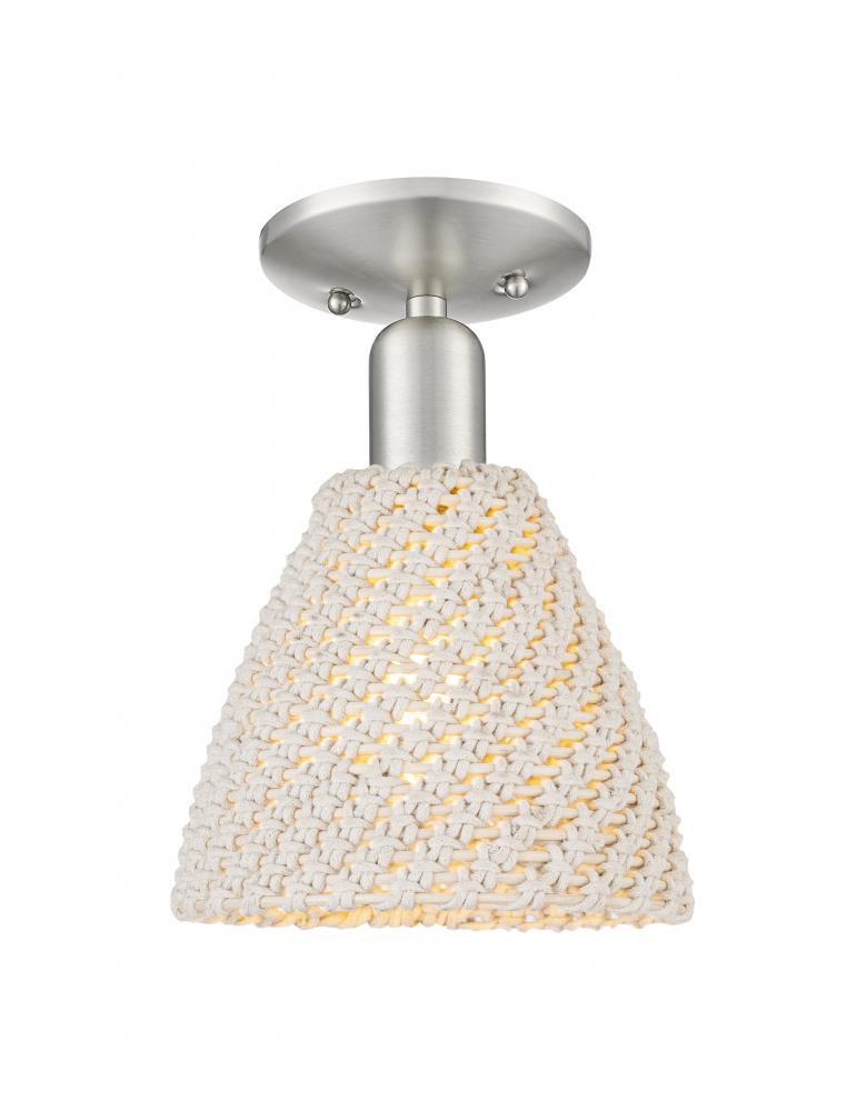 Bristol Natural - 1 Light - 6 inch - Brushed Satin Nickel - Semi-Flush Mount