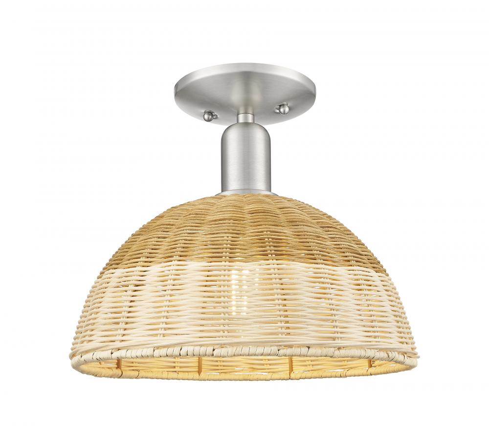 Natural Ballston Dome - 1 Light - 6 inch - Brushed Satin Nickel - Semi-Flush Mount