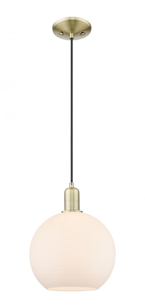 Athens - 1 Light - 10 inch - Antique Brass - Cord hung - Mini Pendant