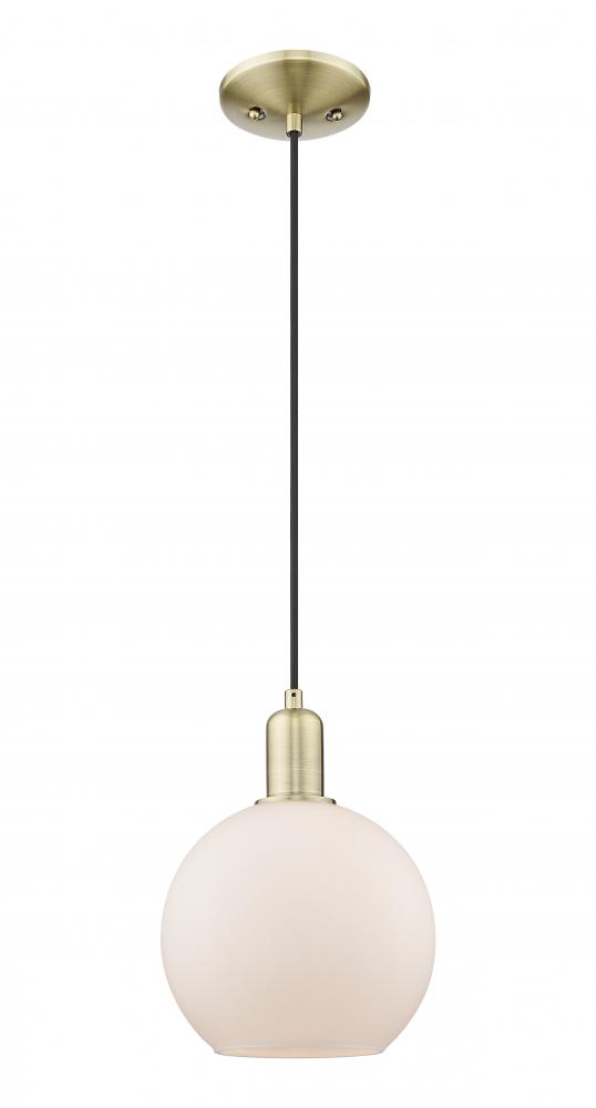 Athens - 1 Light - 8 inch - Antique Brass - Cord hung - Mini Pendant