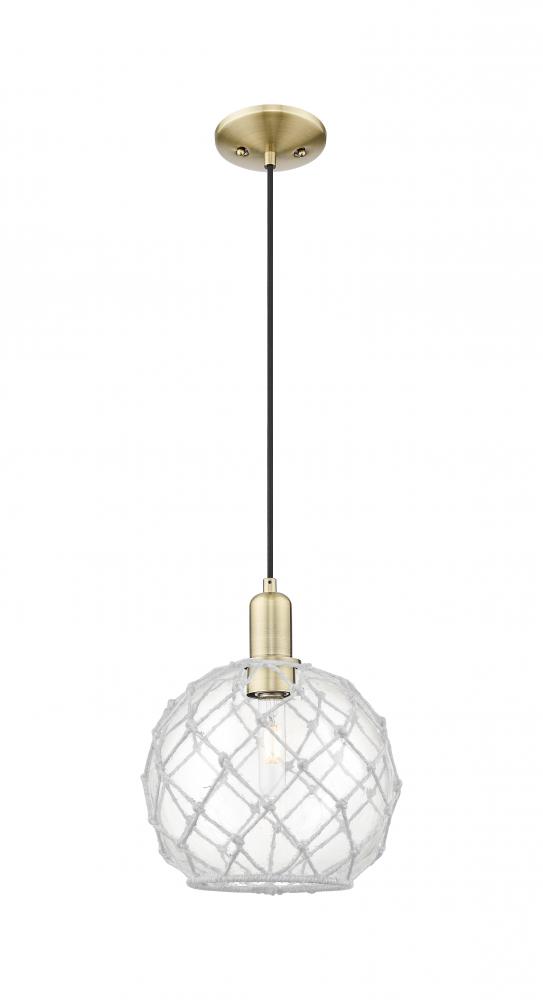 Farmhouse Rope - 1 Light - 10 inch - Antique Brass - Cord hung - Mini Pendant