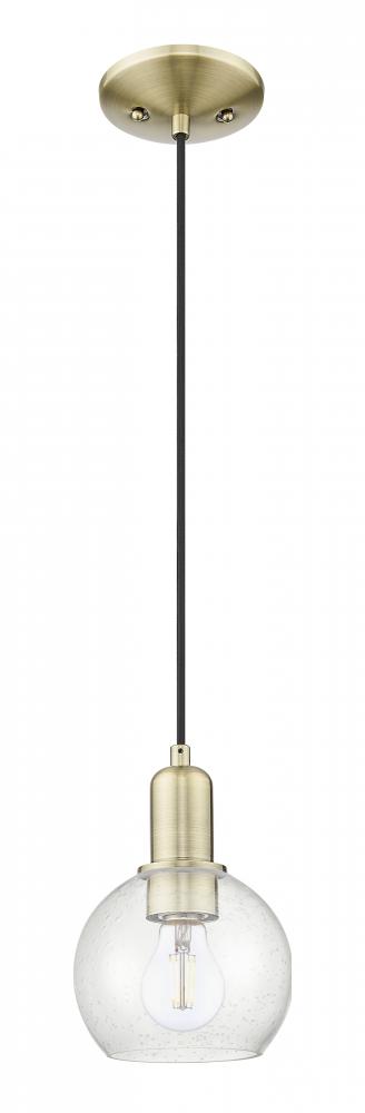 Athens - 1 Light - 6 inch - Antique Brass - Cord hung - Mini Pendant