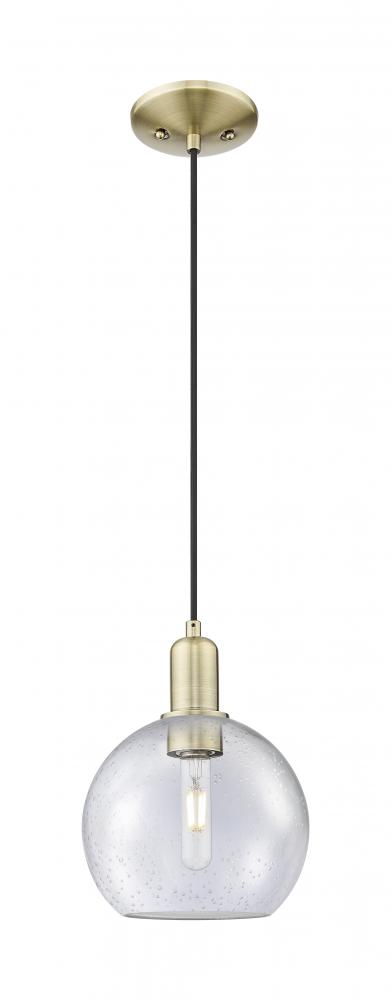 Athens - 1 Light - 8 inch - Antique Brass - Cord hung - Mini Pendant