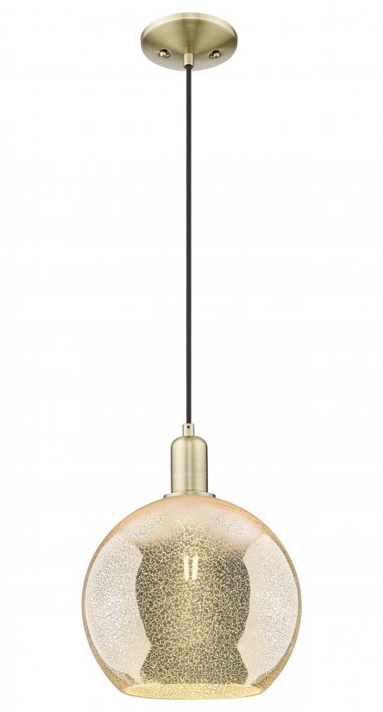 Athens - 1 Light - 10 inch - Antique Brass - Cord hung - Mini Pendant