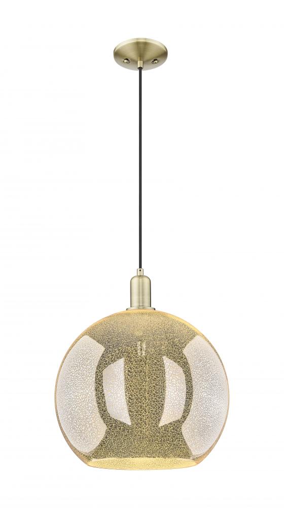 Athens - 1 Light - 14 inch - Antique Brass - Cord hung - Mini Pendant
