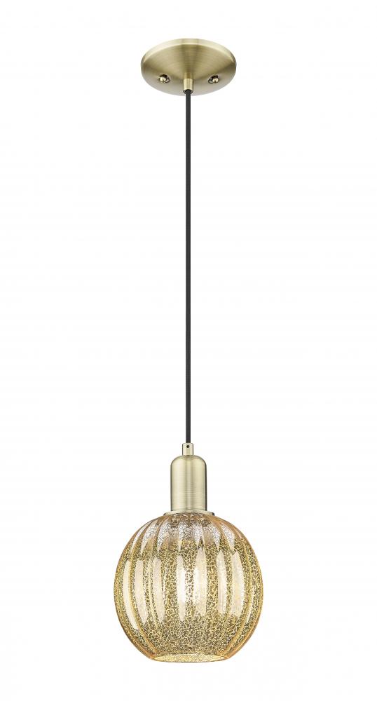 Preston Globe - 1 Light - 6 inch - Antique Brass - Cord hung - Mini Pendant