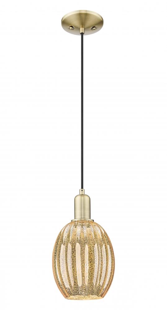 Preston Bulb - 1 Light - 6 inch - Antique Brass - Cord hung - Mini Pendant