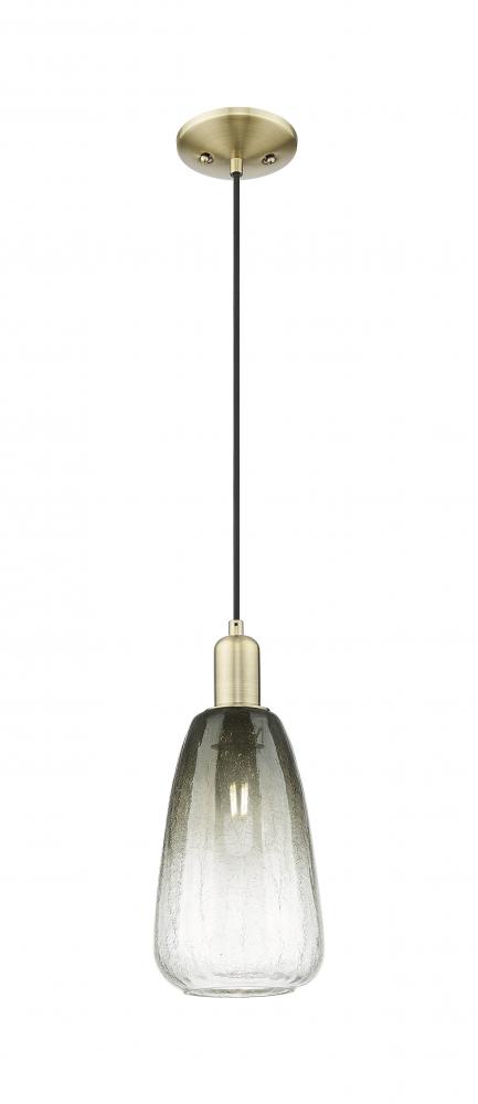 Brookhaven Almond - 1 Light - 6 inch - Antique Brass - Cord hung - Mini Pendant