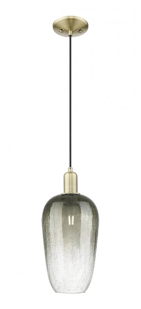 Brookhaven Flute - 1 Light - 6 inch - Antique Brass - Cord hung - Mini Pendant