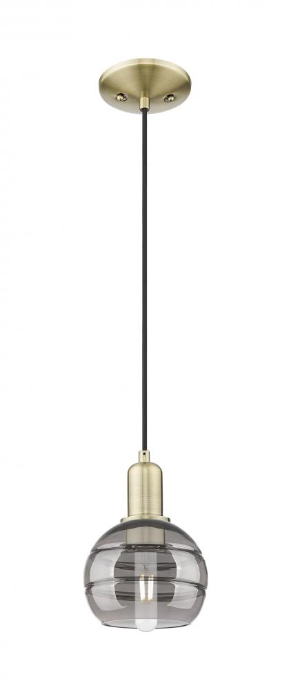 Rochester - 1 Light - 6 inch - Antique Brass - Cord hung - Mini Pendant