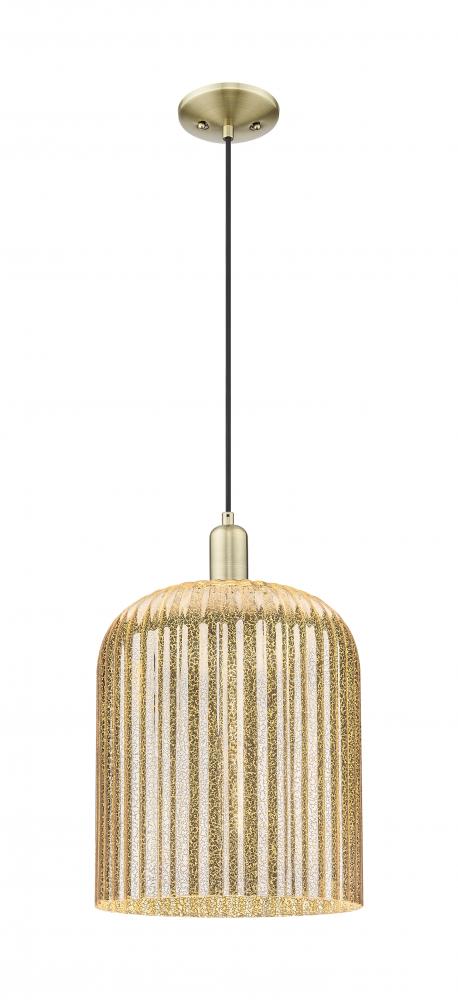 Bridal Veil - 1 Light - 12 inch - Antique Brass - Cord hung - Mini Pendant