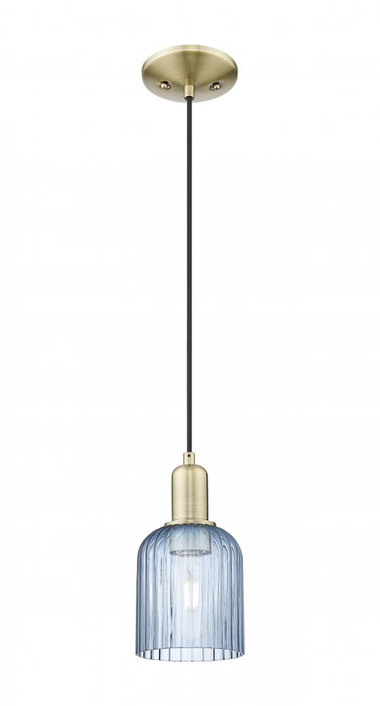 Bridal Veil - 1 Light - 6 inch - Antique Brass - Cord hung - Mini Pendant