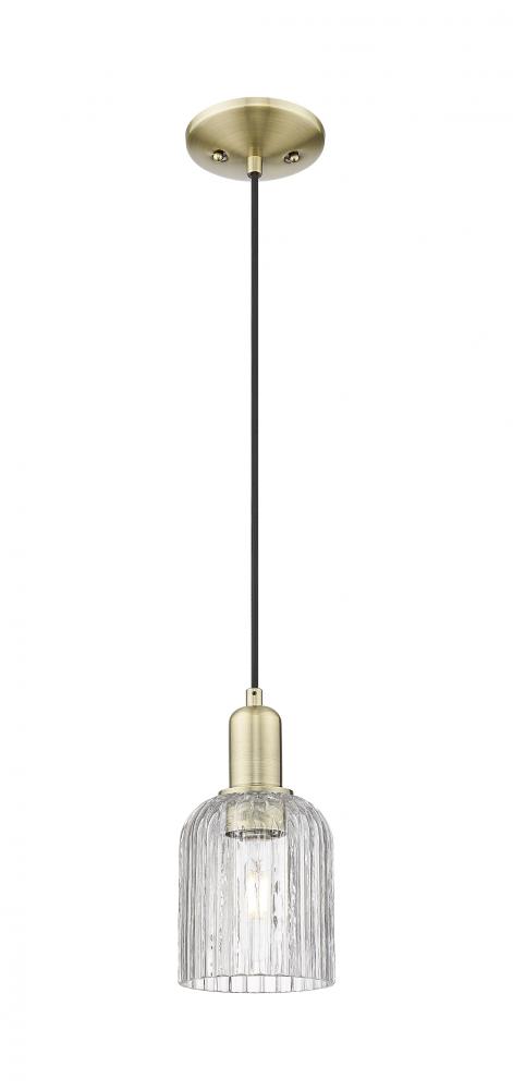 Bridal Veil - 1 Light - 6 inch - Antique Brass - Cord hung - Mini Pendant