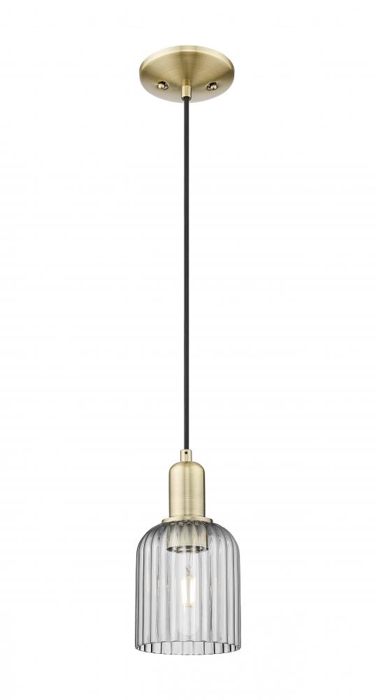 Bridal Veil - 1 Light - 6 inch - Antique Brass - Cord hung - Mini Pendant