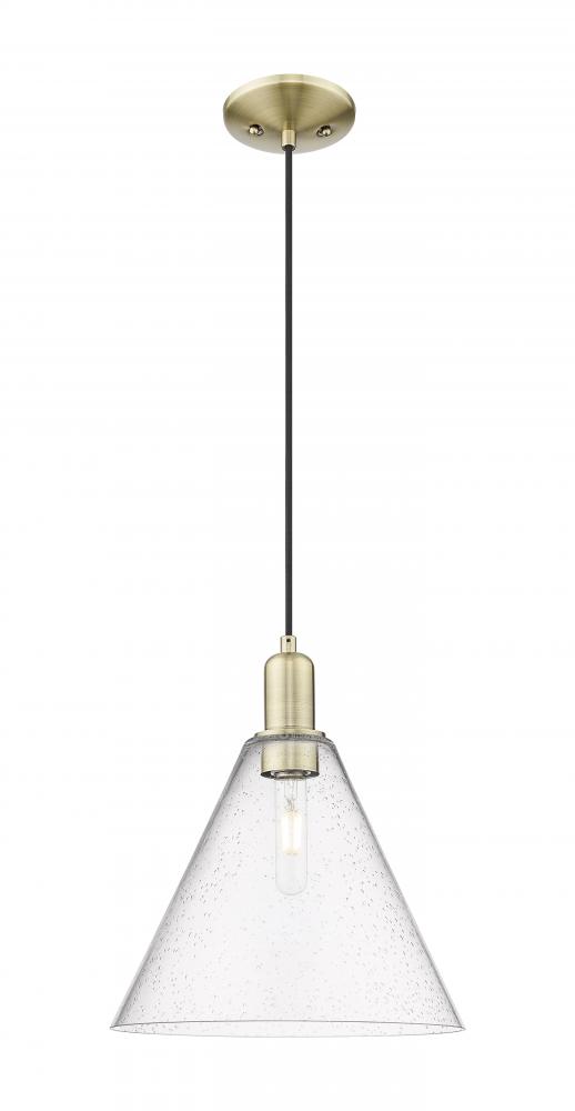 Berkshire Glass - 1 Light - 12 inch - Antique Brass - Cord hung - Mini Pendant