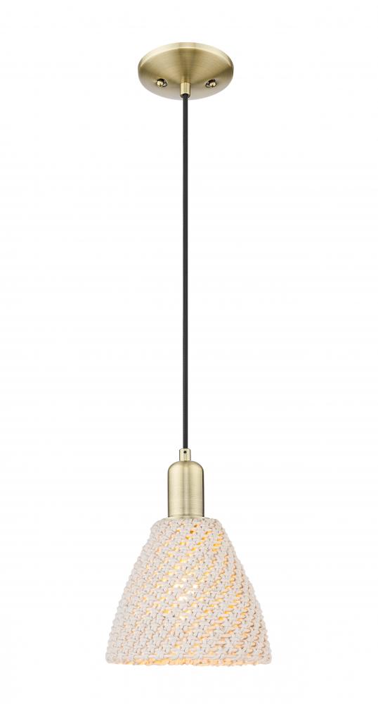 Bristol Natural - 1 Light - 6 inch - Antique Brass - Cord hung - Mini Pendant