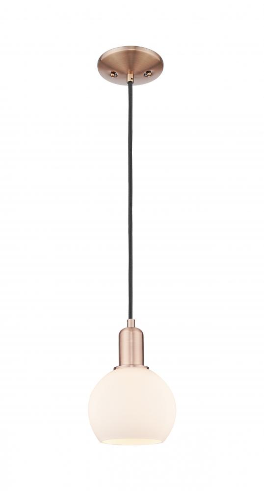 Athens - 1 Light - 6 inch - Antique Copper - Cord hung - Mini Pendant