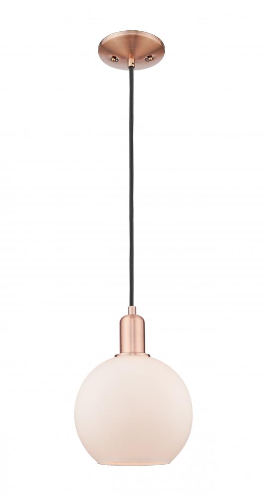 Athens - 1 Light - 8 inch - Antique Copper - Cord hung - Mini Pendant