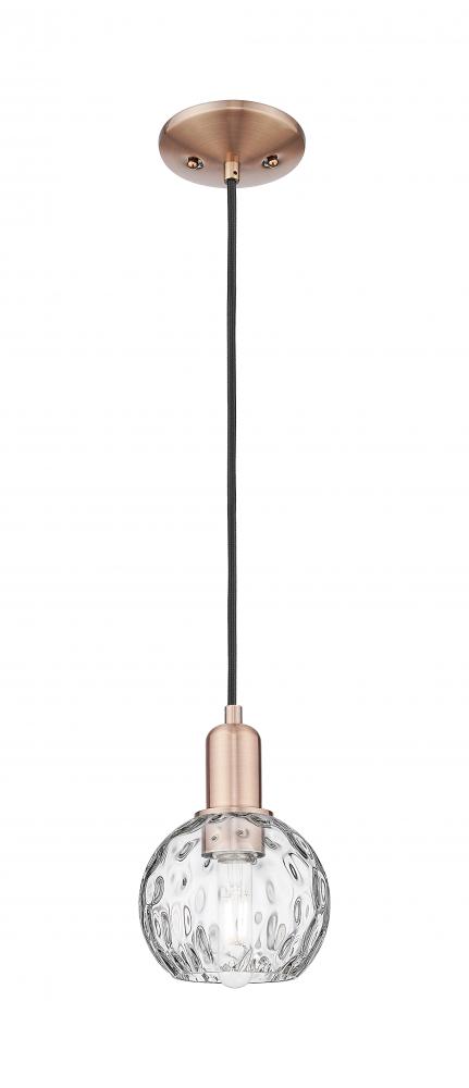 Athens Water Glass - 1 Light - 6 inch - Antique Copper - Cord hung - Mini Pendant