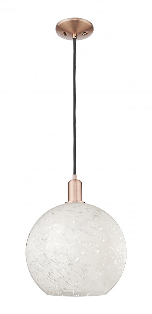 White Mouchette - 1 Light - 12 inch - Antique Copper - Cord hung - Mini Pendant