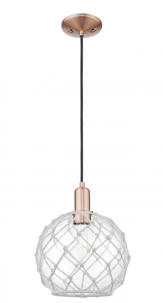 Farmhouse Rope - 1 Light - 10 inch - Antique Copper - Cord hung - Mini Pendant