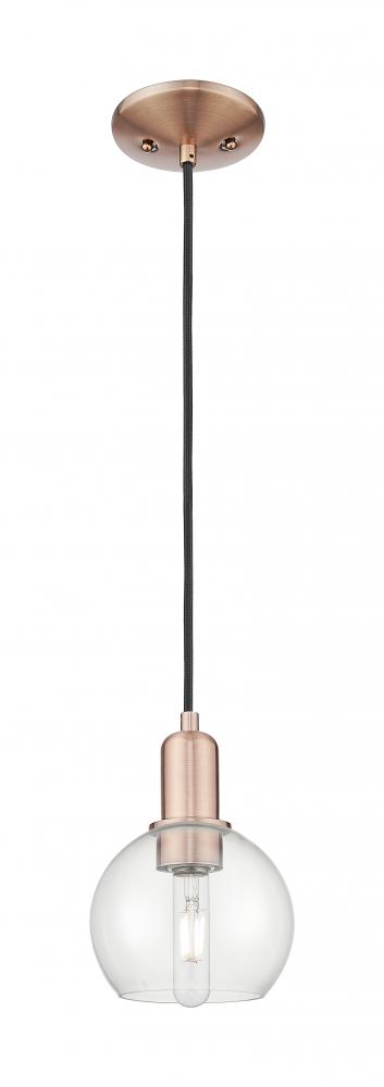 Athens - 1 Light - 6 inch - Antique Copper - Cord hung - Mini Pendant