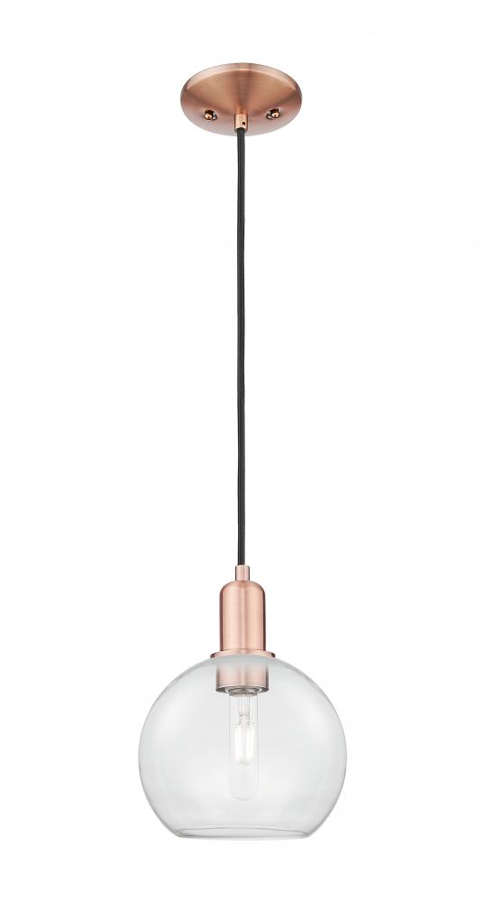 Athens - 1 Light - 8 inch - Antique Copper - Cord hung - Mini Pendant