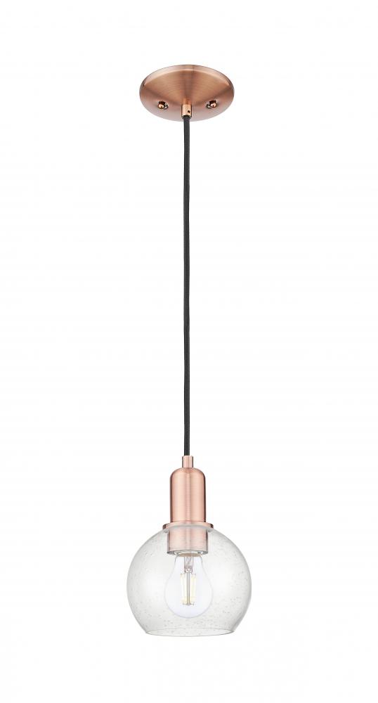 Athens - 1 Light - 6 inch - Antique Copper - Cord hung - Mini Pendant