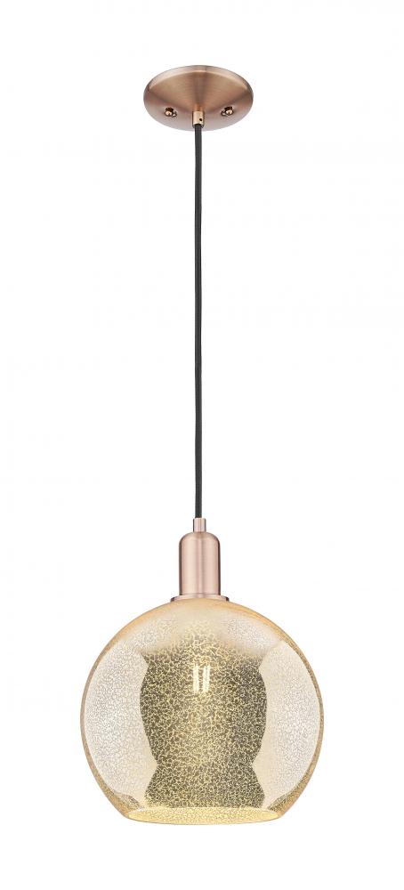 Athens - 1 Light - 10 inch - Antique Copper - Cord hung - Mini Pendant