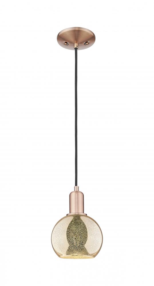 Athens - 1 Light - 6 inch - Antique Copper - Cord hung - Mini Pendant