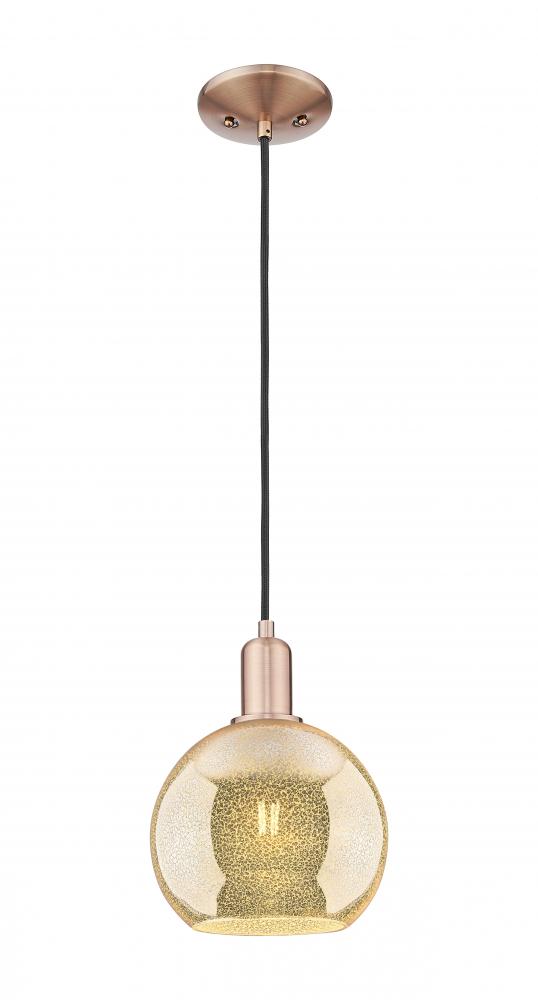 Athens - 1 Light - 8 inch - Antique Copper - Cord hung - Mini Pendant