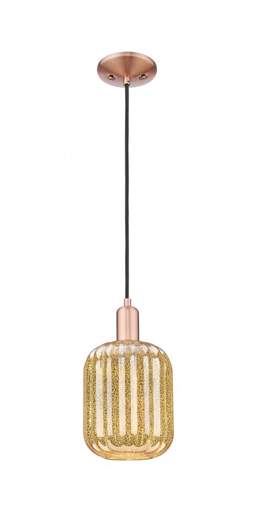 Preston Cylinder - 1 Light - 6 inch - Antique Copper - Cord hung - Mini Pendant