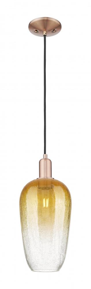 Brookhaven Flute - 1 Light - 6 inch - Antique Copper - Cord hung - Mini Pendant