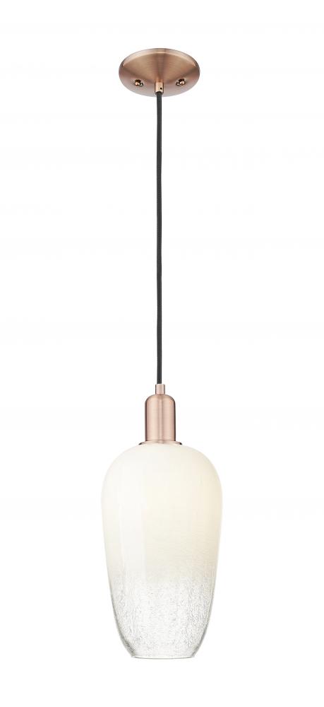 Brookhaven Flute - 1 Light - 6 inch - Antique Copper - Cord hung - Mini Pendant