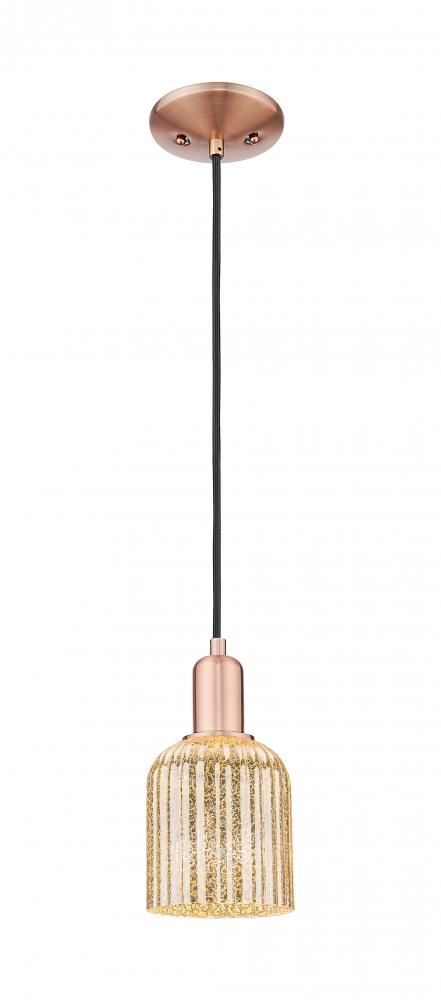 Bridal Veil - 1 Light - 6 inch - Antique Copper - Cord hung - Mini Pendant