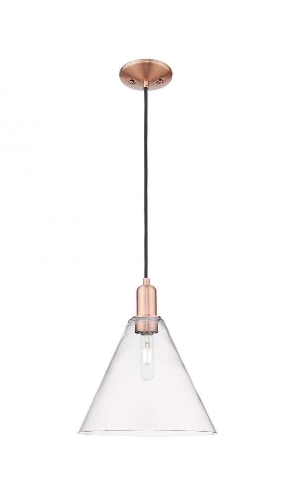 Berkshire Glass - 1 Light - 12 inch - Antique Copper - Cord hung - Mini Pendant