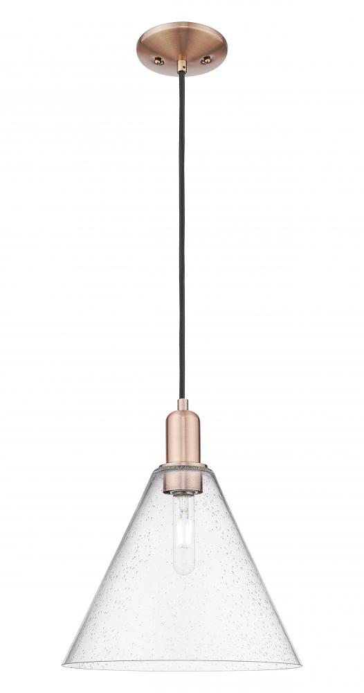 Berkshire Glass - 1 Light - 12 inch - Antique Copper - Cord hung - Mini Pendant
