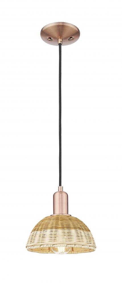 Natural Ballston Dome - 1 Light - 6 inch - Antique Copper - Cord hung - Mini Pendant