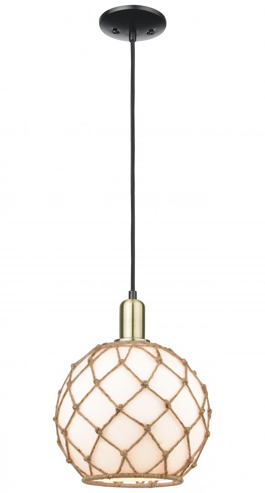 Farmhouse Rope - 1 Light - 10 inch - Black Antique Brass - Cord hung - Mini Pendant