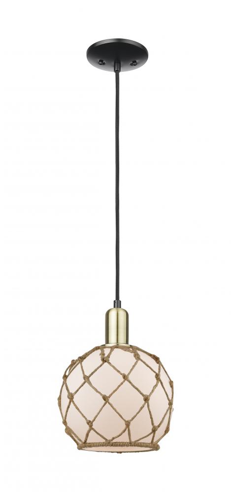 Farmhouse Rope - 1 Light - 8 inch - Black Antique Brass - Cord hung - Mini Pendant