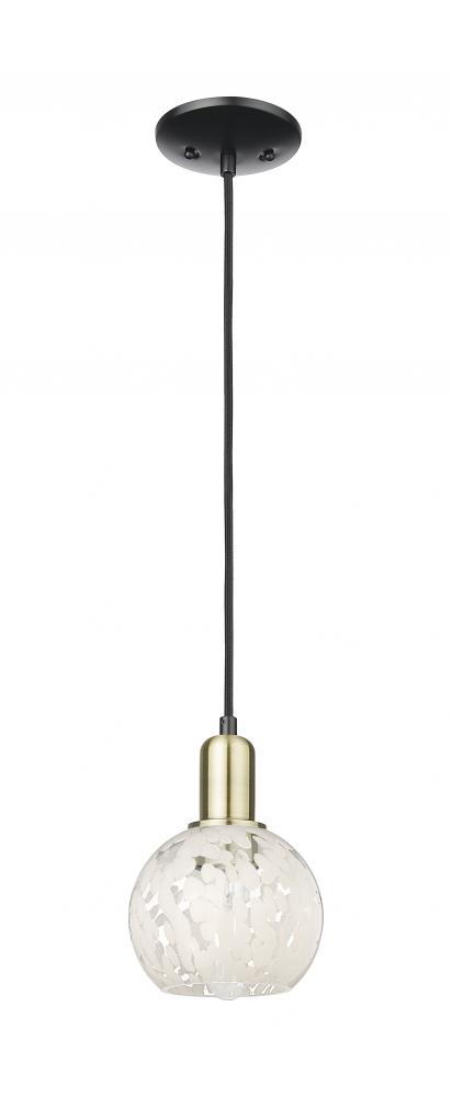 White Mouchette - 1 Light - 6 inch - Black Antique Brass - Cord hung - Mini Pendant