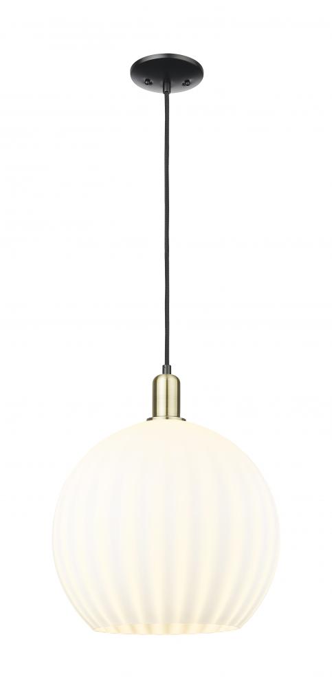 White Venetian - 1 Light - 14 inch - Black Antique Brass - Cord hung - Mini Pendant