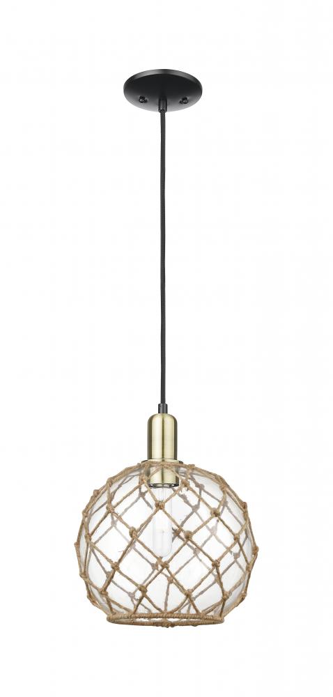 Farmhouse Rope - 1 Light - 10 inch - Black Antique Brass - Cord hung - Mini Pendant