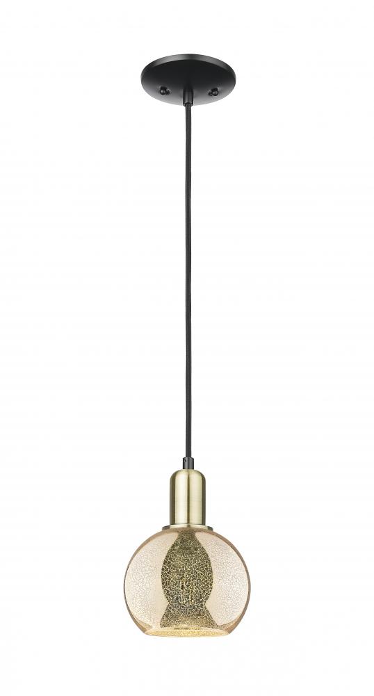 Athens - 1 Light - 6 inch - Black Antique Brass - Cord hung - Mini Pendant