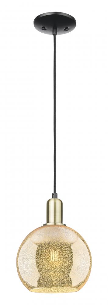 Athens - 1 Light - 8 inch - Black Antique Brass - Cord hung - Mini Pendant