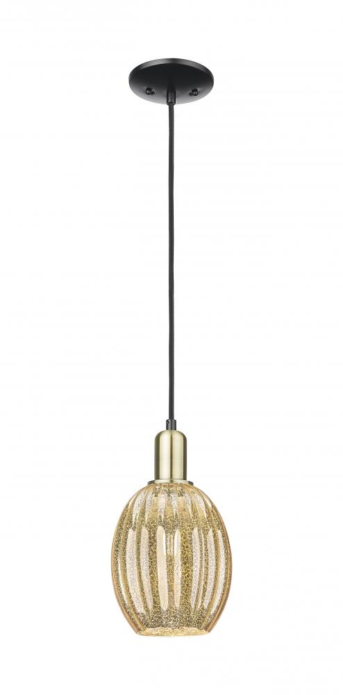 Preston Bulb - 1 Light - 6 inch - Black Antique Brass - Cord hung - Mini Pendant