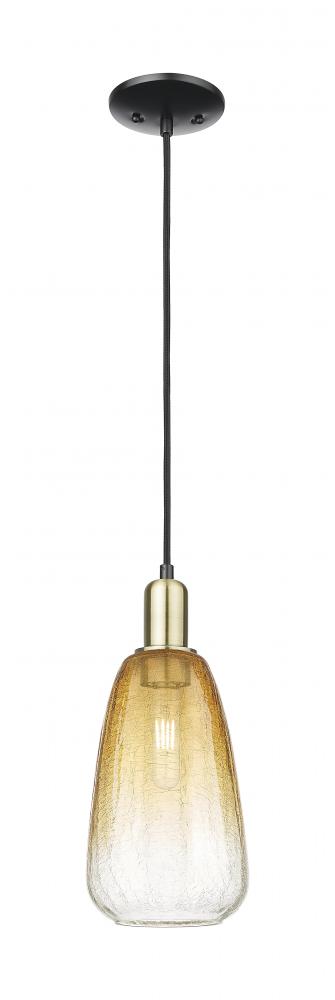 Brookhaven Almond - 1 Light - 6 inch - Black Antique Brass - Cord hung - Mini Pendant