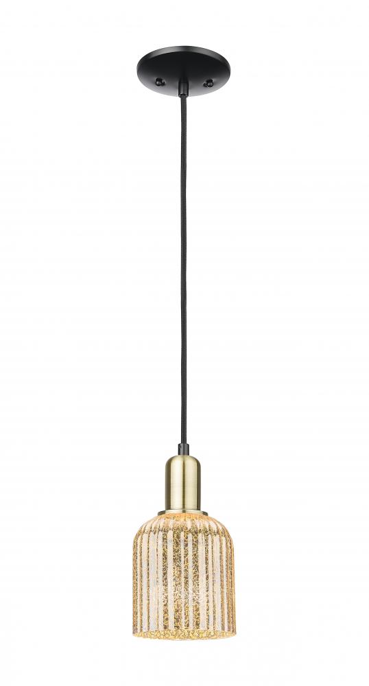Bridal Veil - 1 Light - 6 inch - Black Antique Brass - Cord hung - Mini Pendant